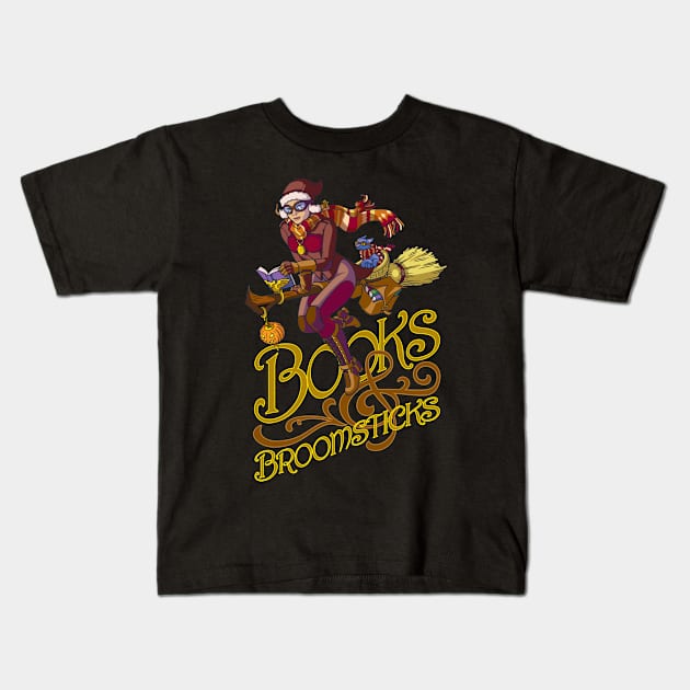 Books & Broomsticks Kids T-Shirt by GiveNoFox